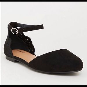 Black Suede Cutout Flats